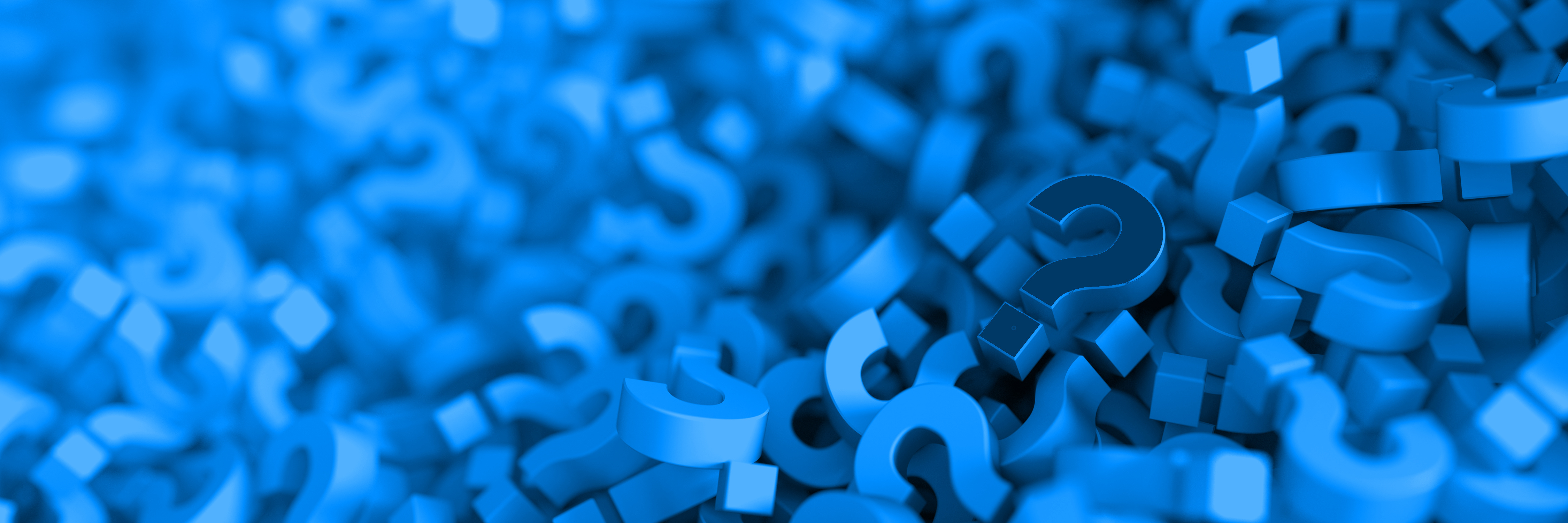 Ein Haufen voller blauer Fragezeichen