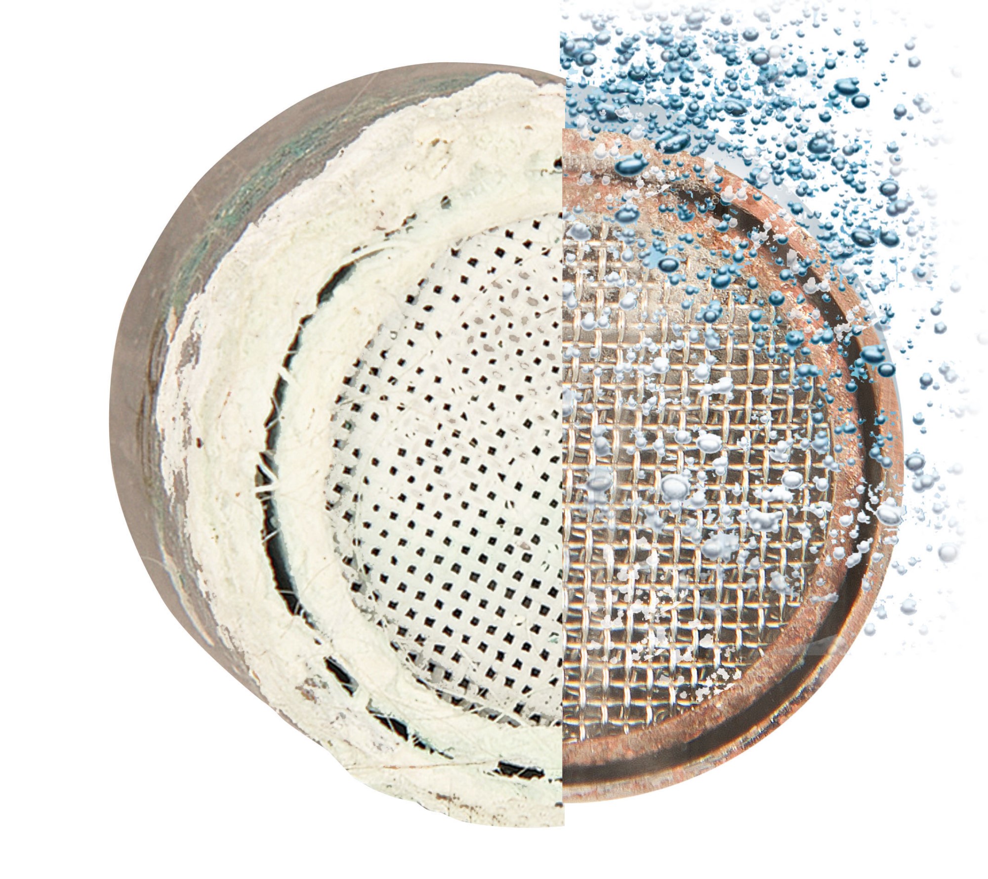 Ein Rohr zur hälfte voll mit kalk zur anderen hälfte vollkommen sauber